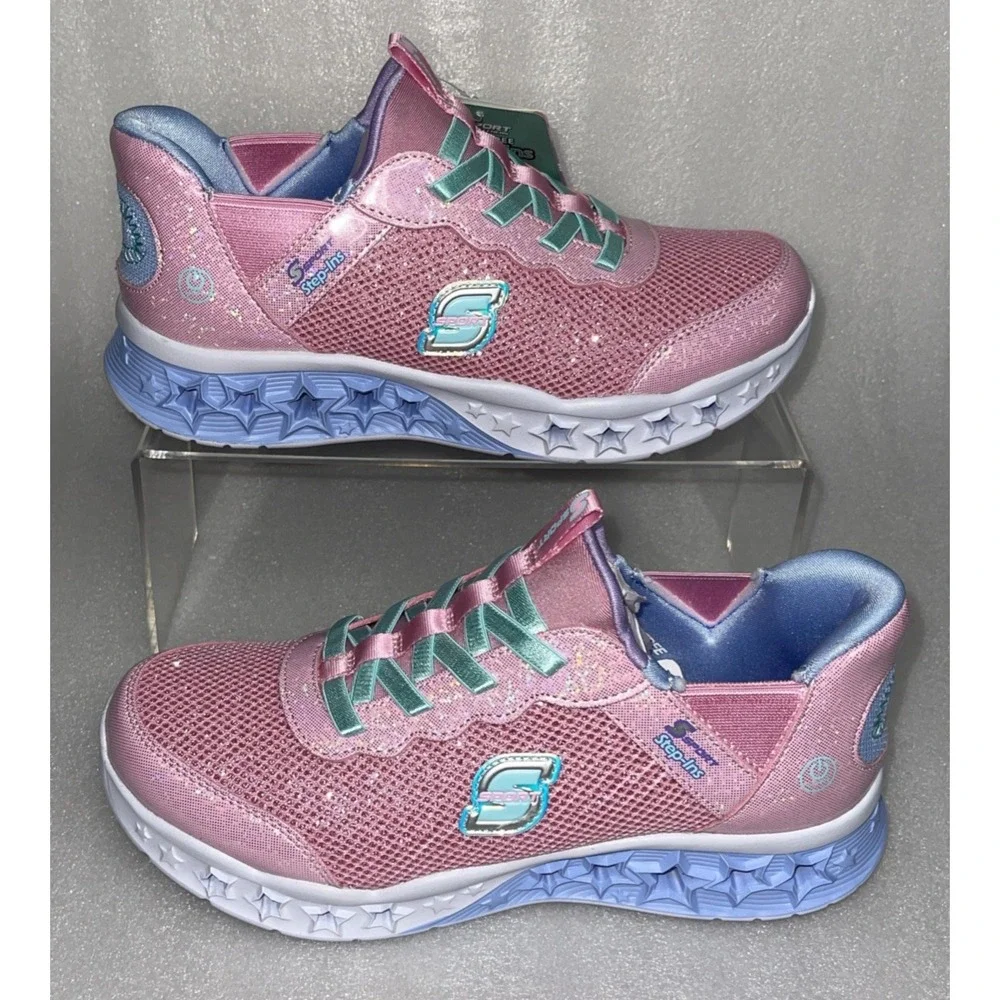 S Sport By Skechers Keely Sneakers Light Up‎ Stretch Laces Big Girls Size 5 NEW